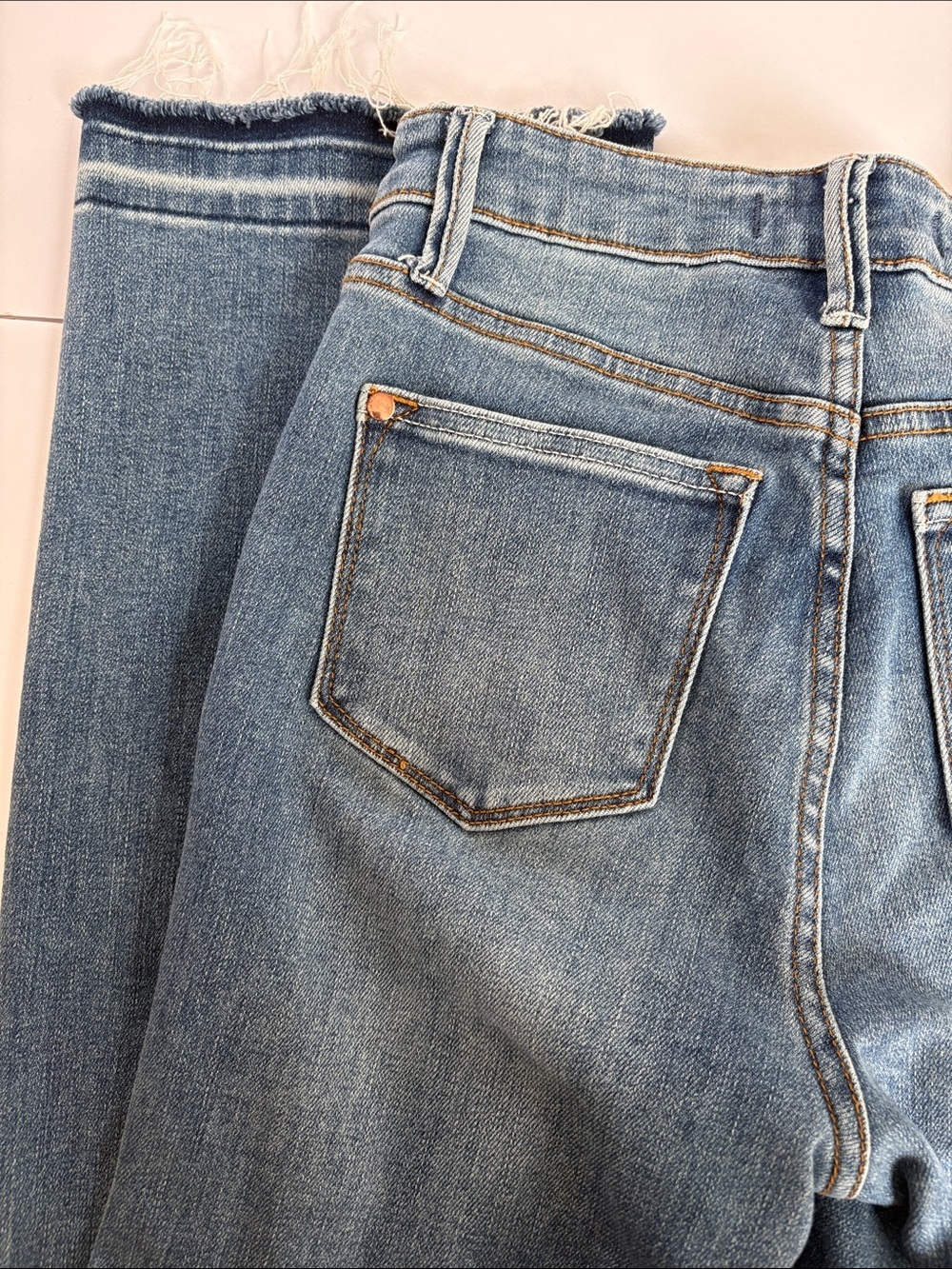 Judy Blue High Waist Slim Boot Cut unfinished hem 5 pocket zip close blue jean - Picture 10 of 16